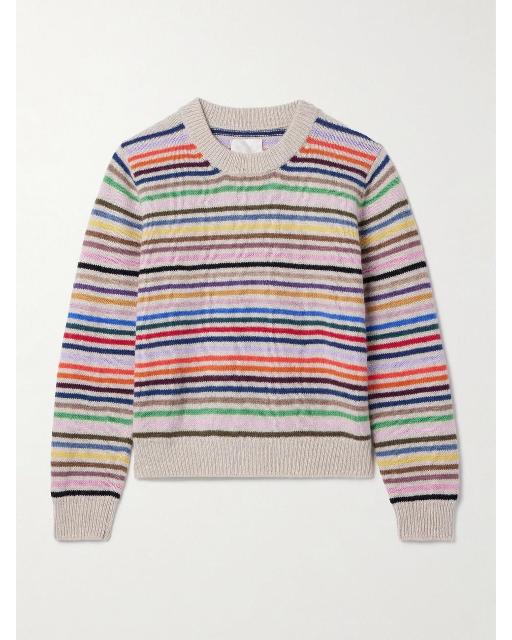 Suzie Kondi White Kismet Striped Cashmere Sweater