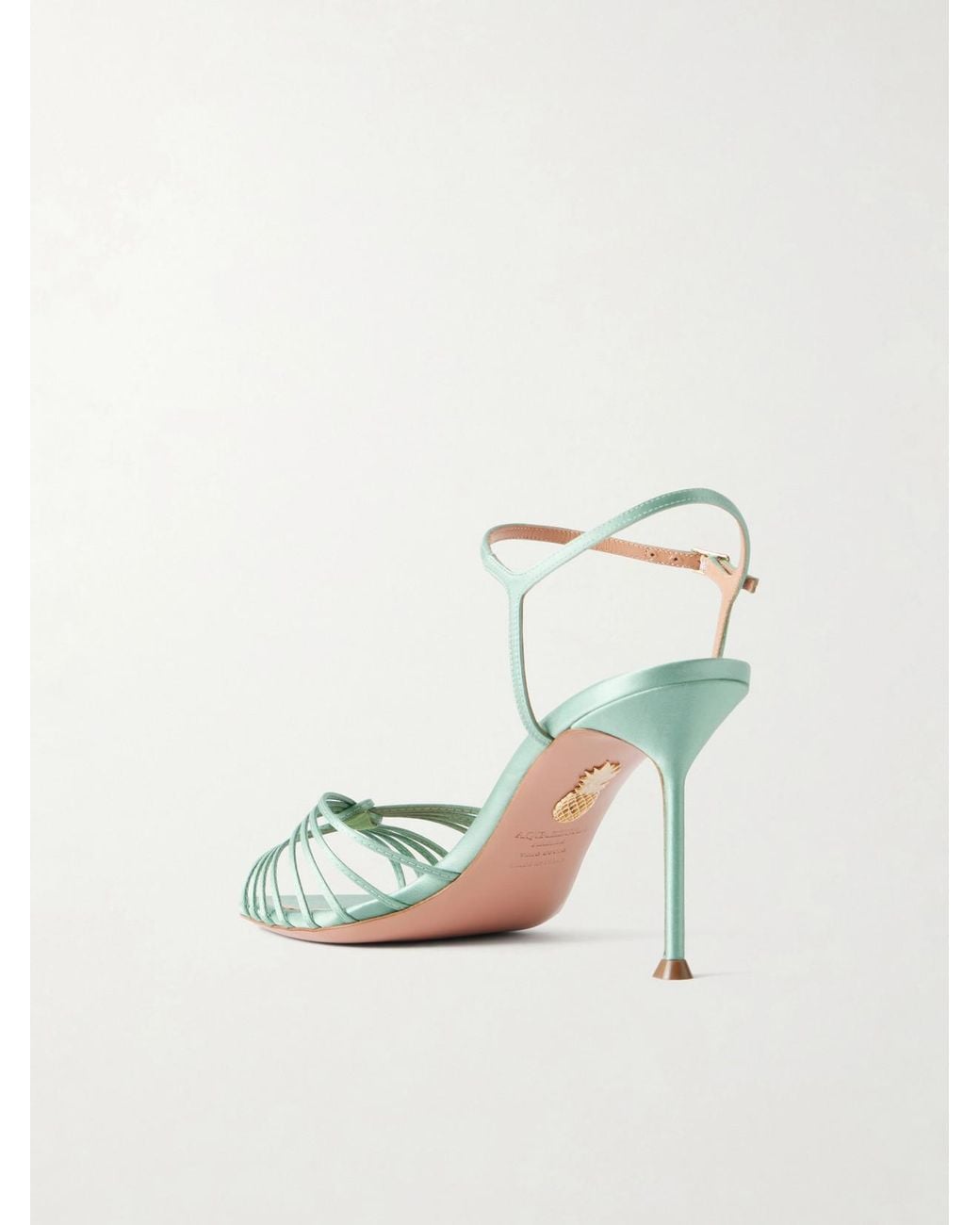 Aquazzura Metallic Serenity 85 Knotted Satin Sandals