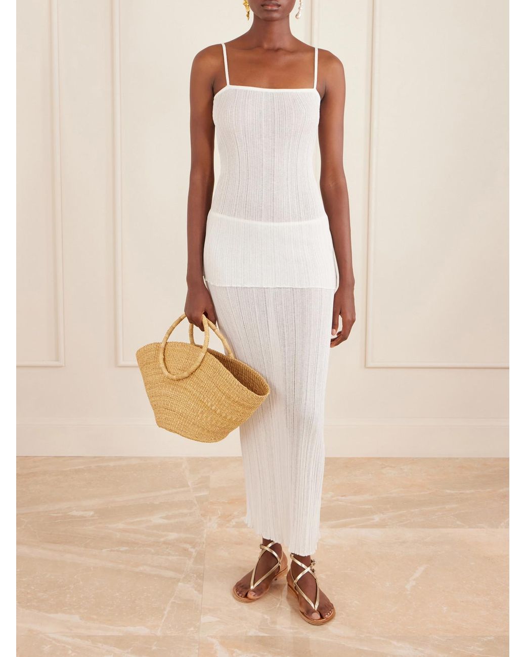 Haight White Ivana Ribbed-Knit Top