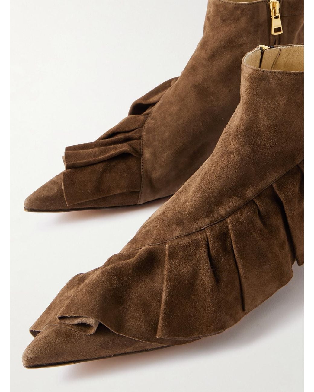 J.W. Anderson Brown Ruffled Suede Ankle Boots
