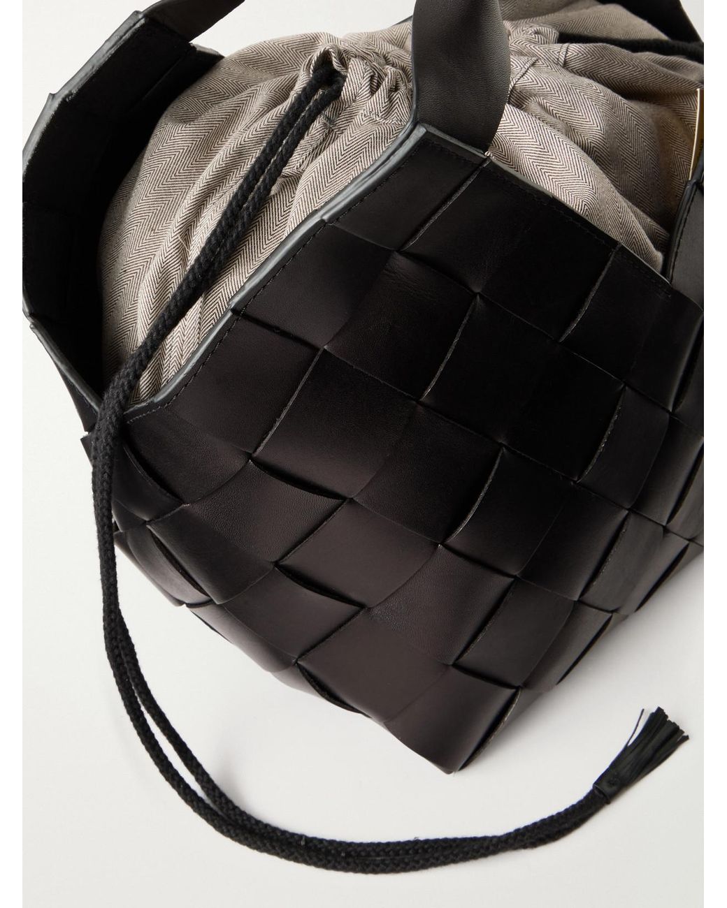 Dragon Diffusion Black Castello Woven Leather Tote