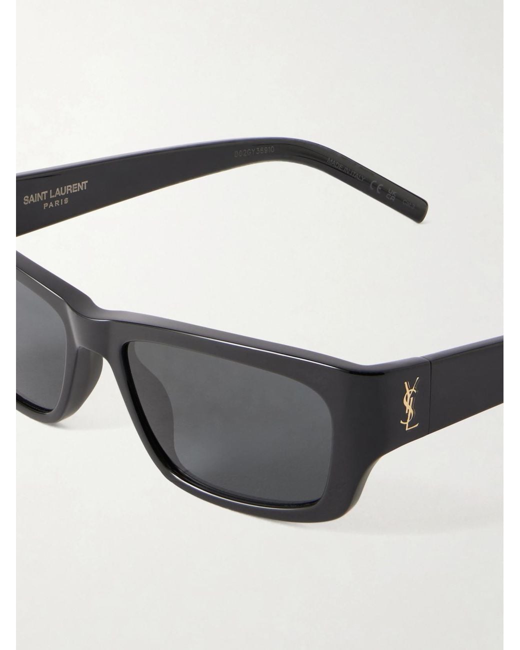 Saint Laurent Black Sl M182 Jazz Cassandre-Embellished Square-Frame Recycled-Acetate Sunglasses