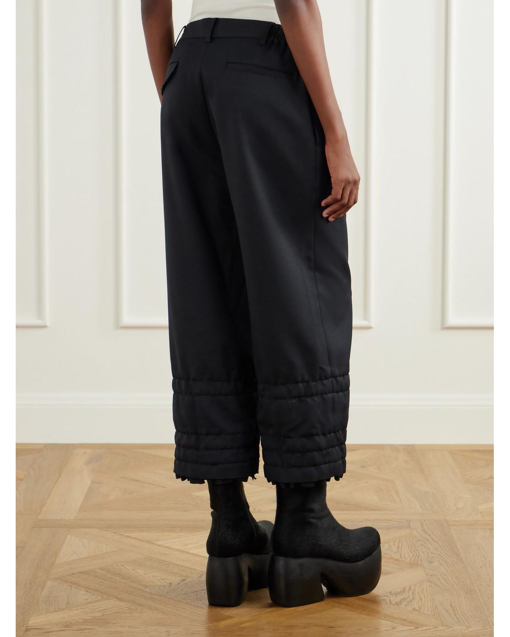 Comme des Garçons Blue Ruffled-Trimmed Twill Wide-Leg Pants