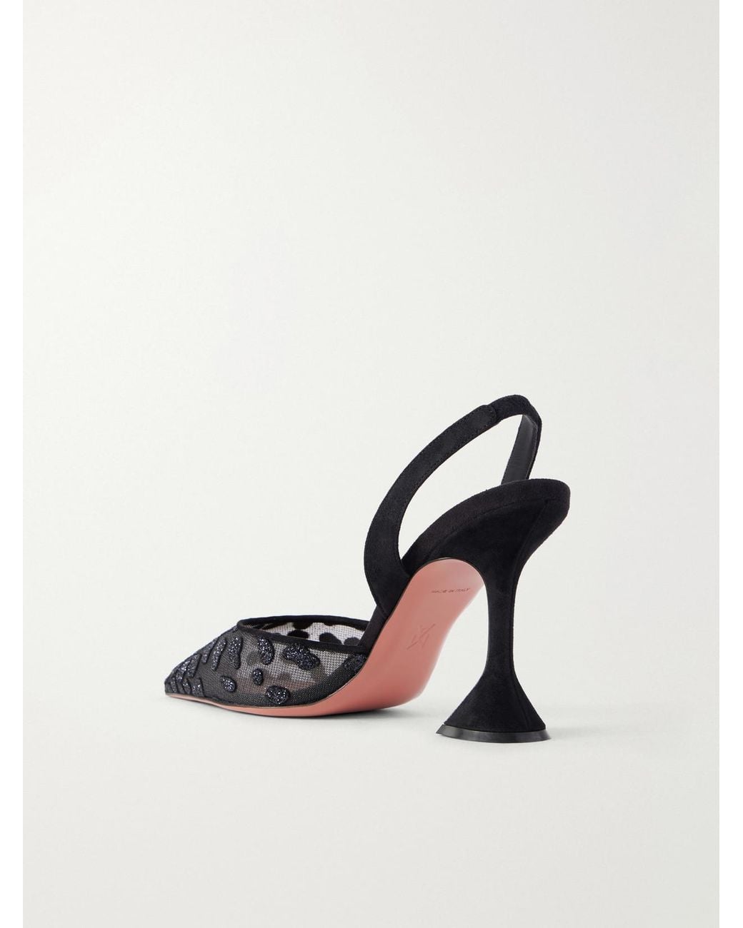 AMINA MUADDI White Holli 95 Suede-Trimmed Mesh Slingback Pumps