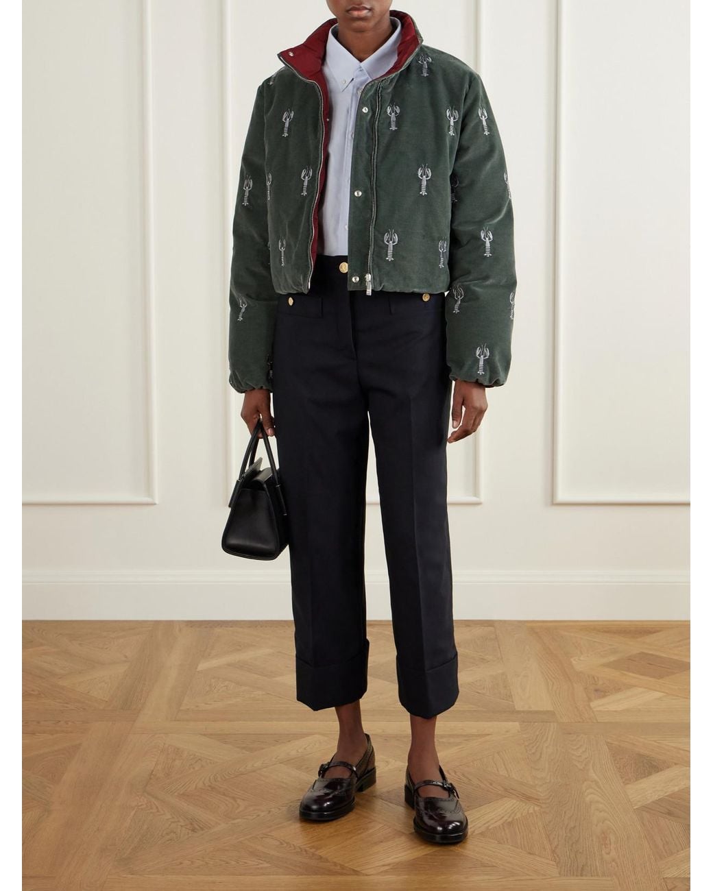 Thom Browne Blue Virgin Wool-Twill Straight-Leg Cropped Pants