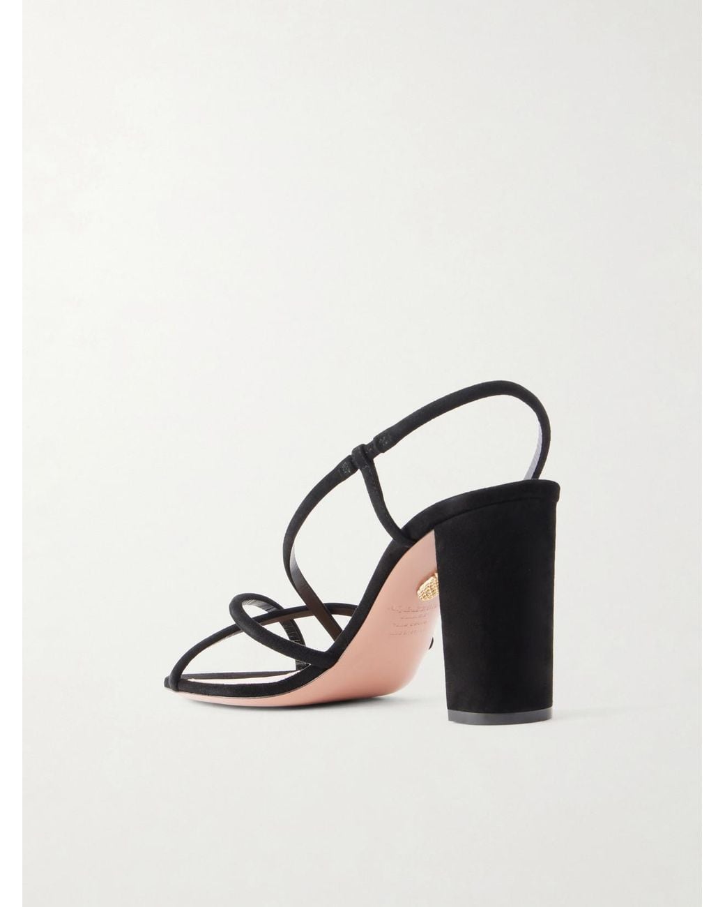 Aquazzura Black Horizon 85 Strap Suede Leather Sandal