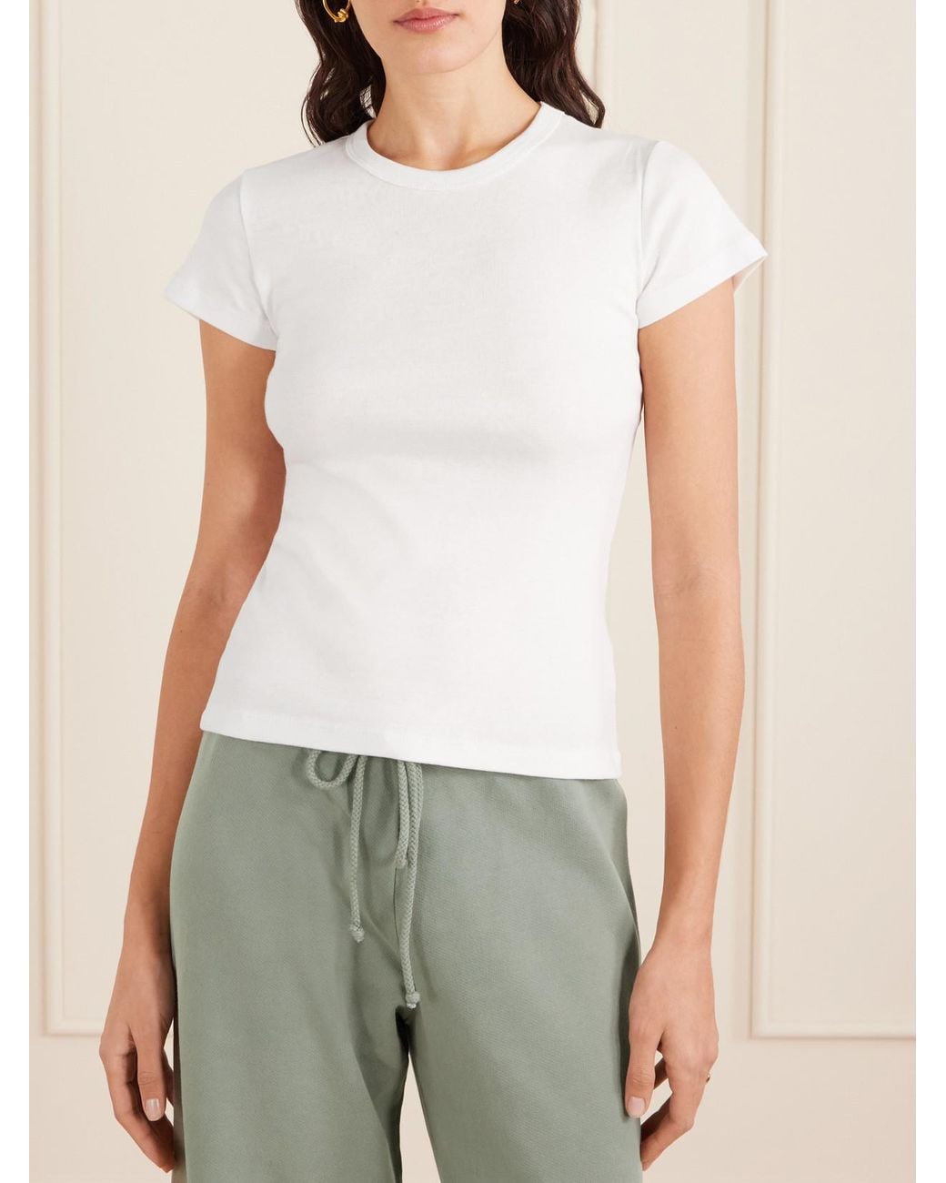 Leset White Nando Ribbed Cotton-Jersey T-Shirt