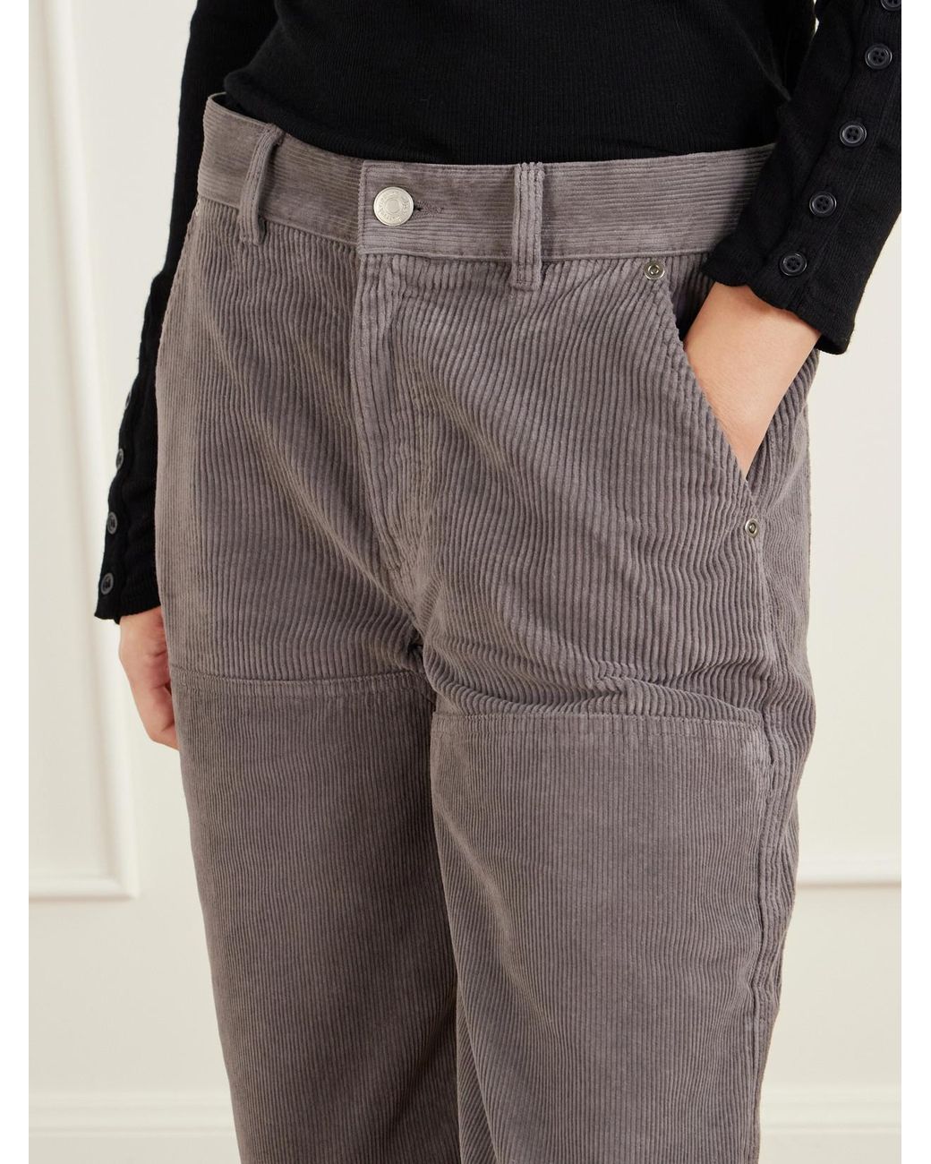 mfpen Brown Cotton-Corduroy Straight-Leg Pants