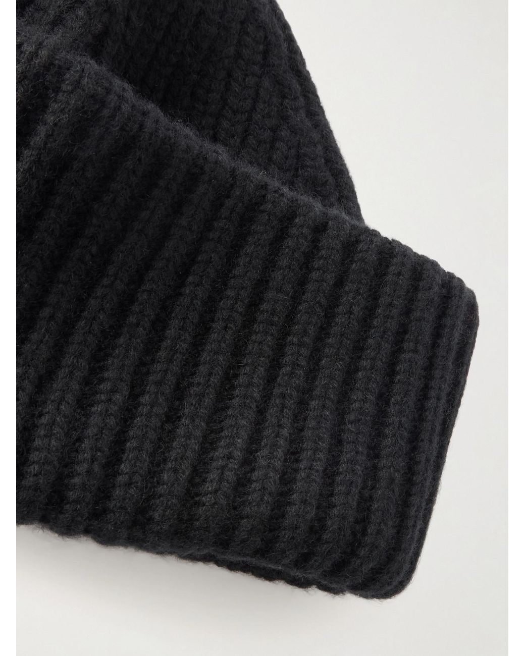 Yves Salomon Black Ribbed Wool And Cashmere-Blend Beanie