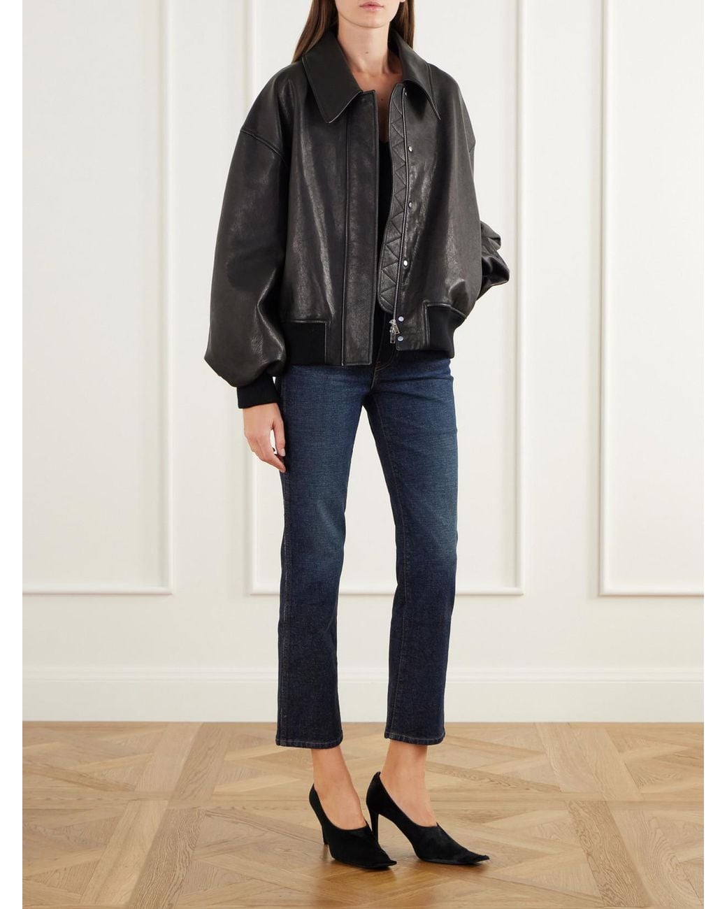 Khaite Black Aimee Leather Jacket