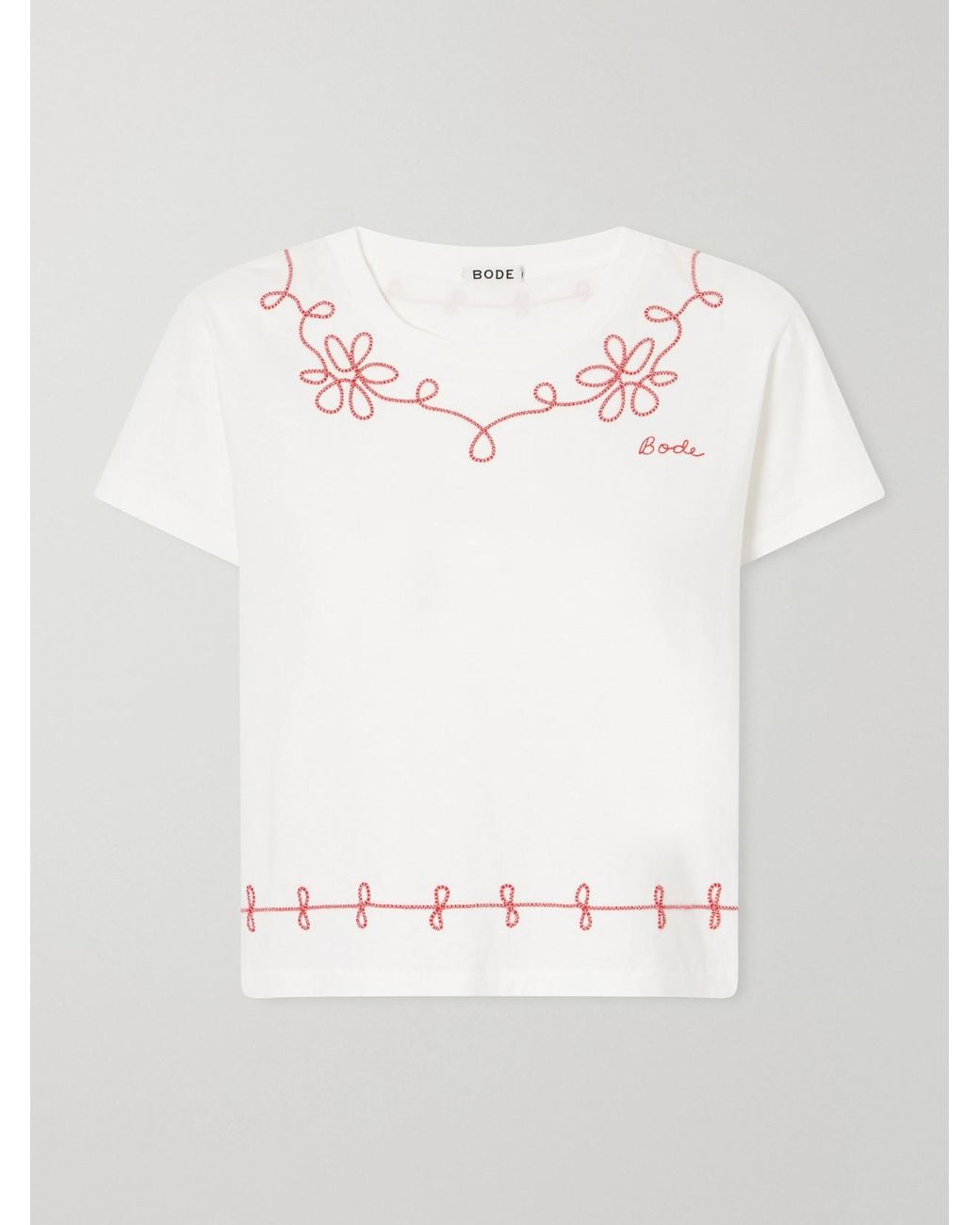 Bode Gray Lasso Embroidered Cotton-Jersey T-Shirt