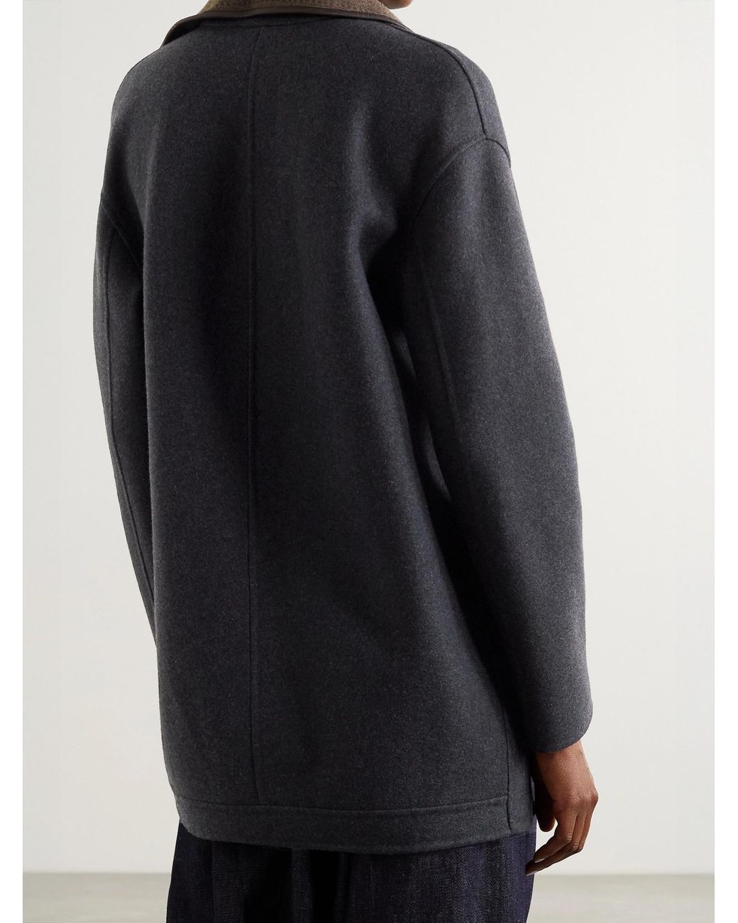 Loro Piana Black Jimi Reversible Belted Leather-Trimmed Cashmere-Blend Jacket