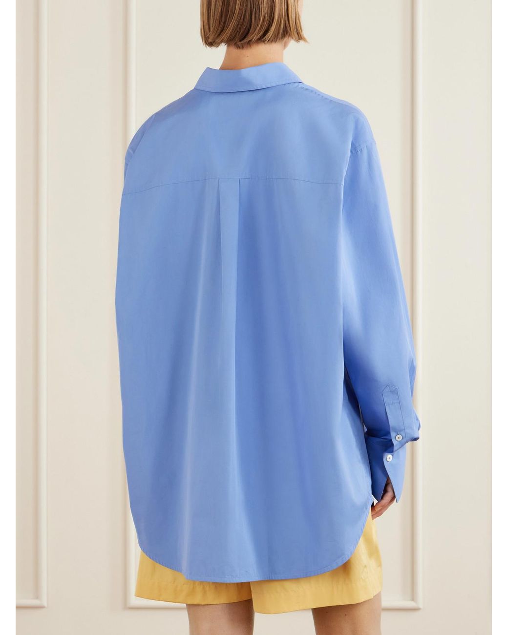 Totême Blue Embroidered Cotton-Poplin Shirt