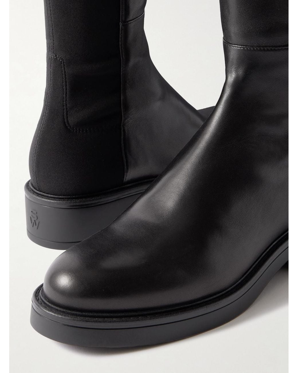 Stuart Weitzman Black 5050 Celia Stretch-Paneled Leather Over-The-Knee Boots