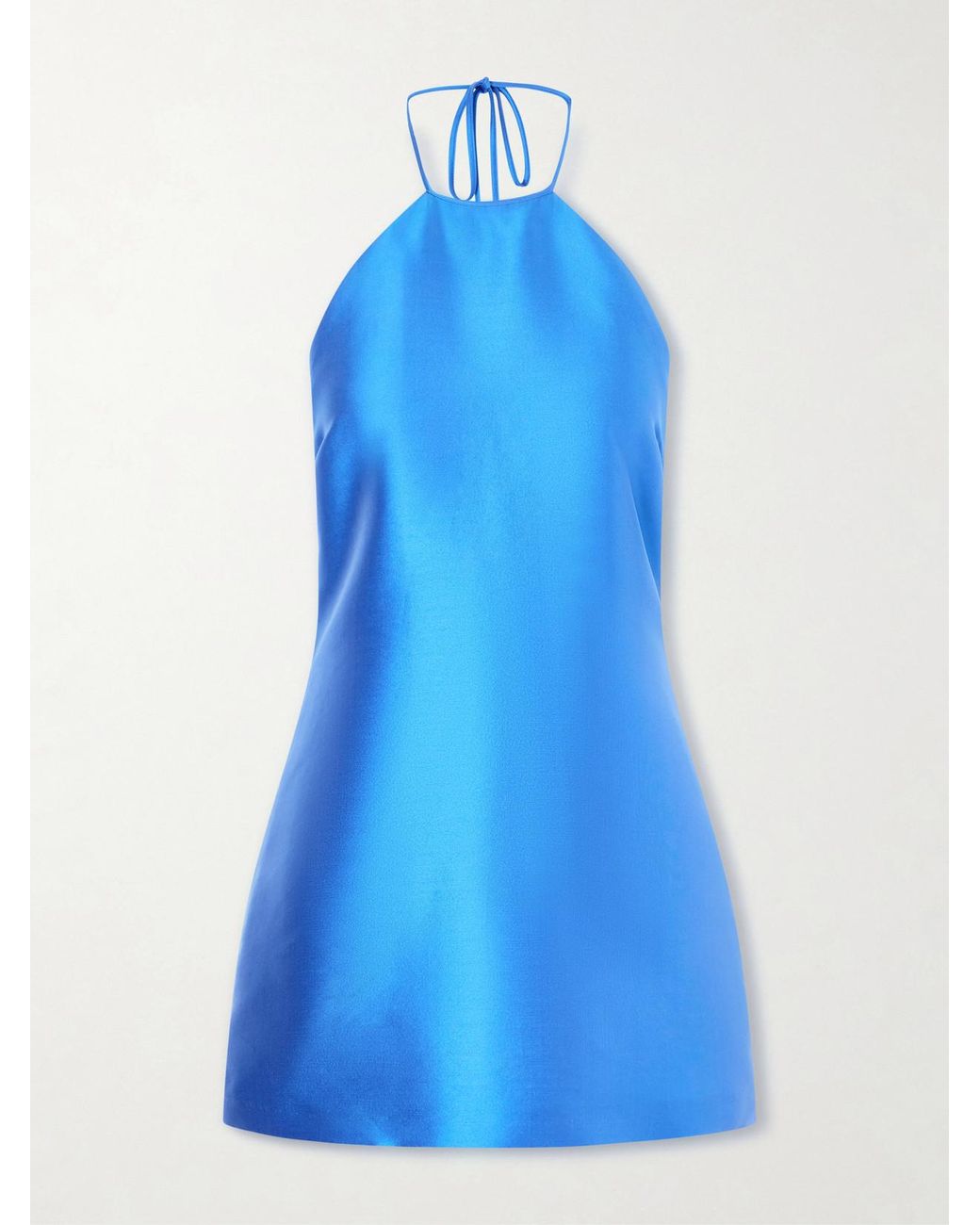 BERNADETTE Blue Crepe Halterneck Mini Dress