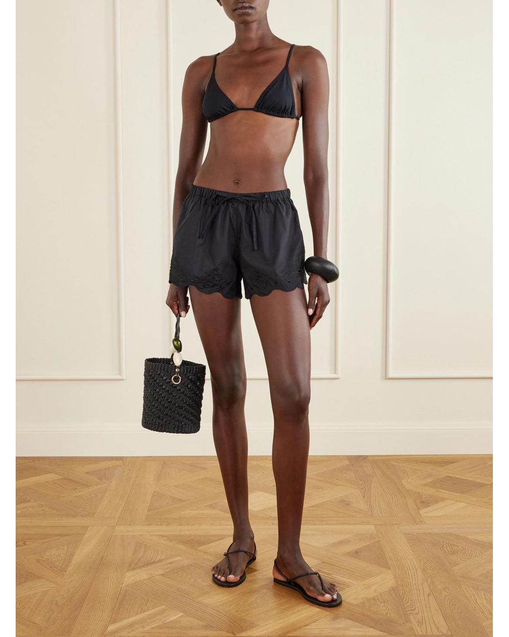Sir Black Klara Broderie-Anglaise Cotton Mini Shorts