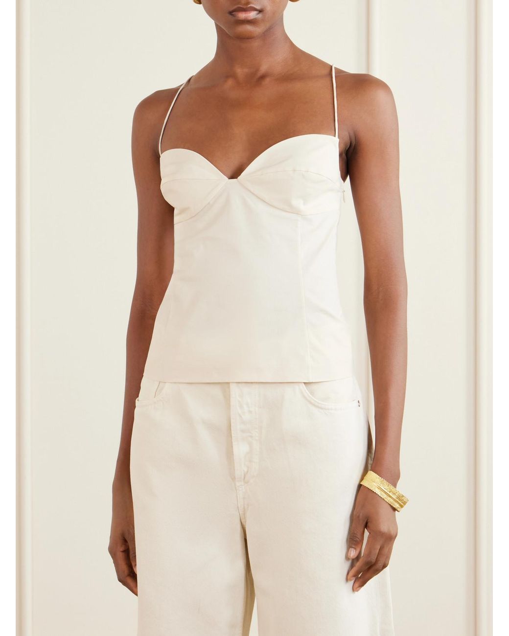 St. Agni Natural Studio Stretch Cotton-Blend Poplin Camisole