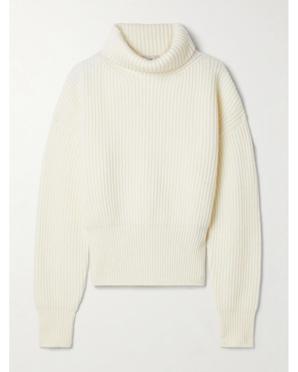 Moncler Natural Ribbed Wool Turtleneck Sweater