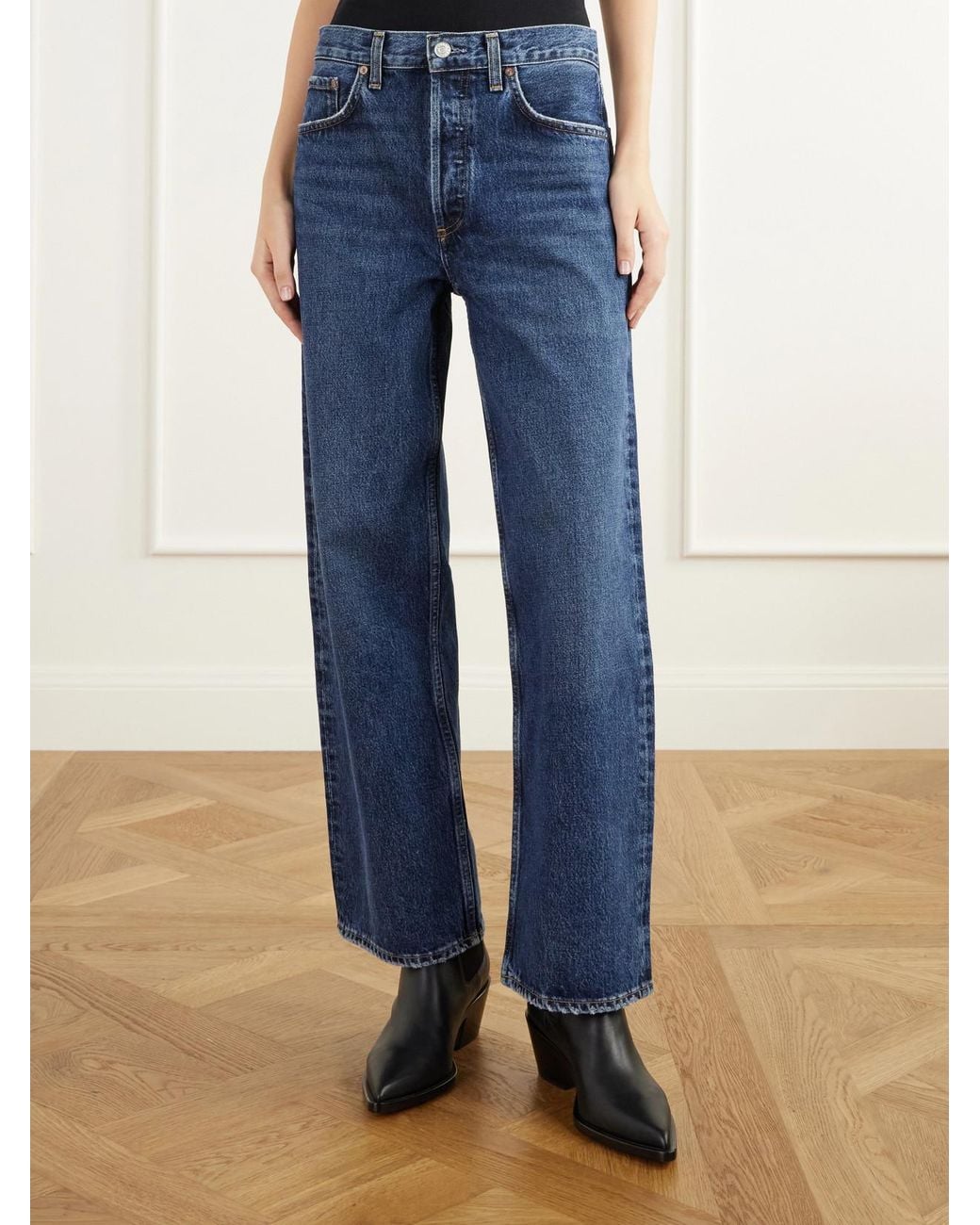 Agolde Blue Arc Mid-Rise Wide-Leg Jeans