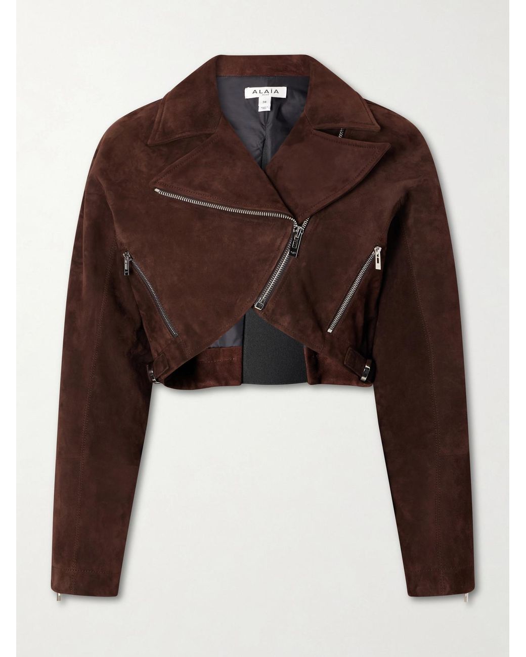 Alaïa Brown Cropped Suede Biker Jacket