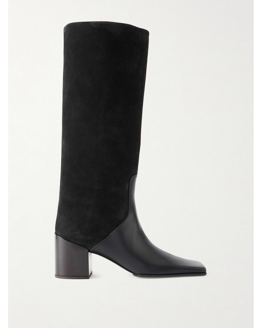 Alaïa Black Textured-Leather And Suede Knee Boots