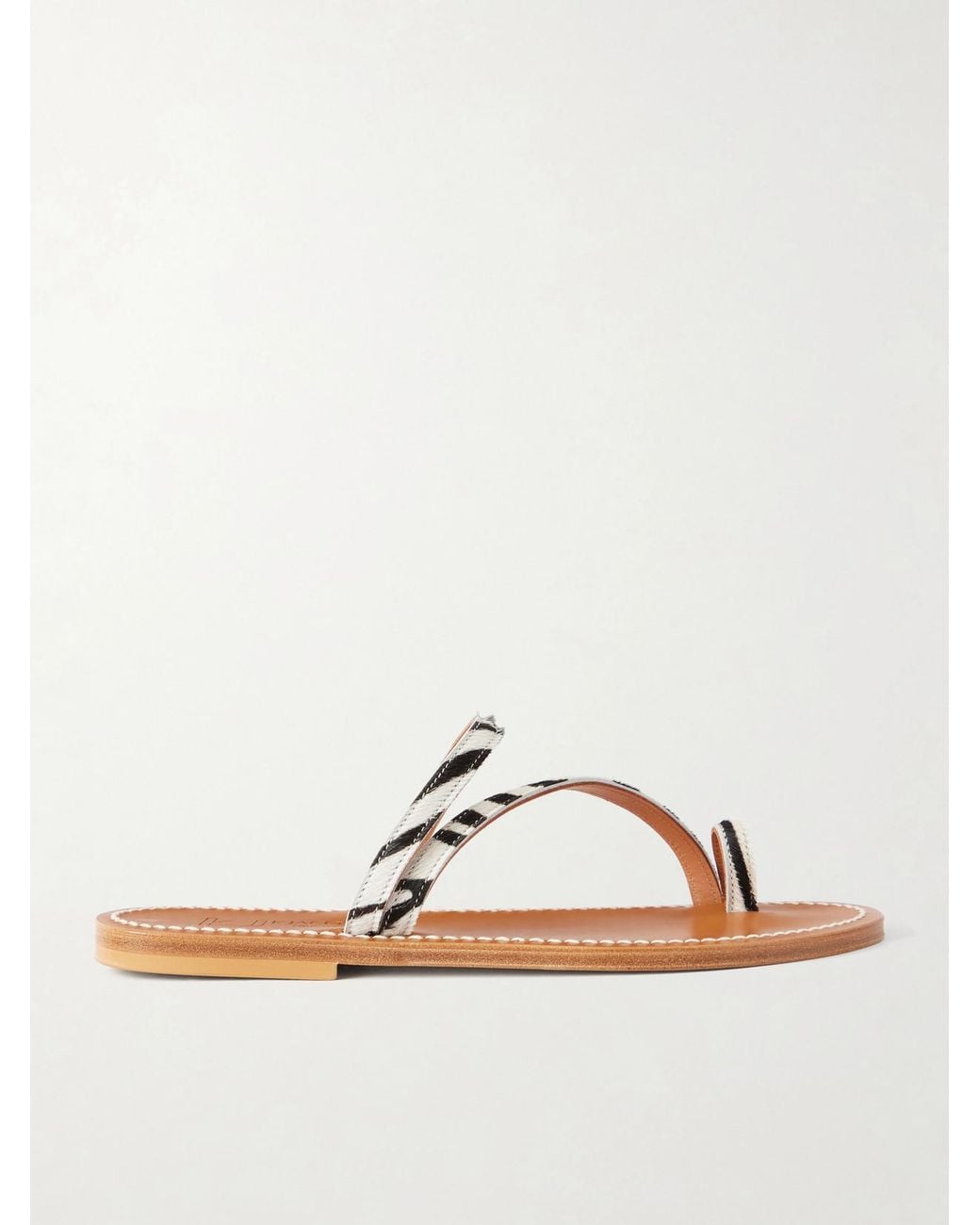 K. Jacques Brown Actium Zebra-Print Calf Hair Sandals