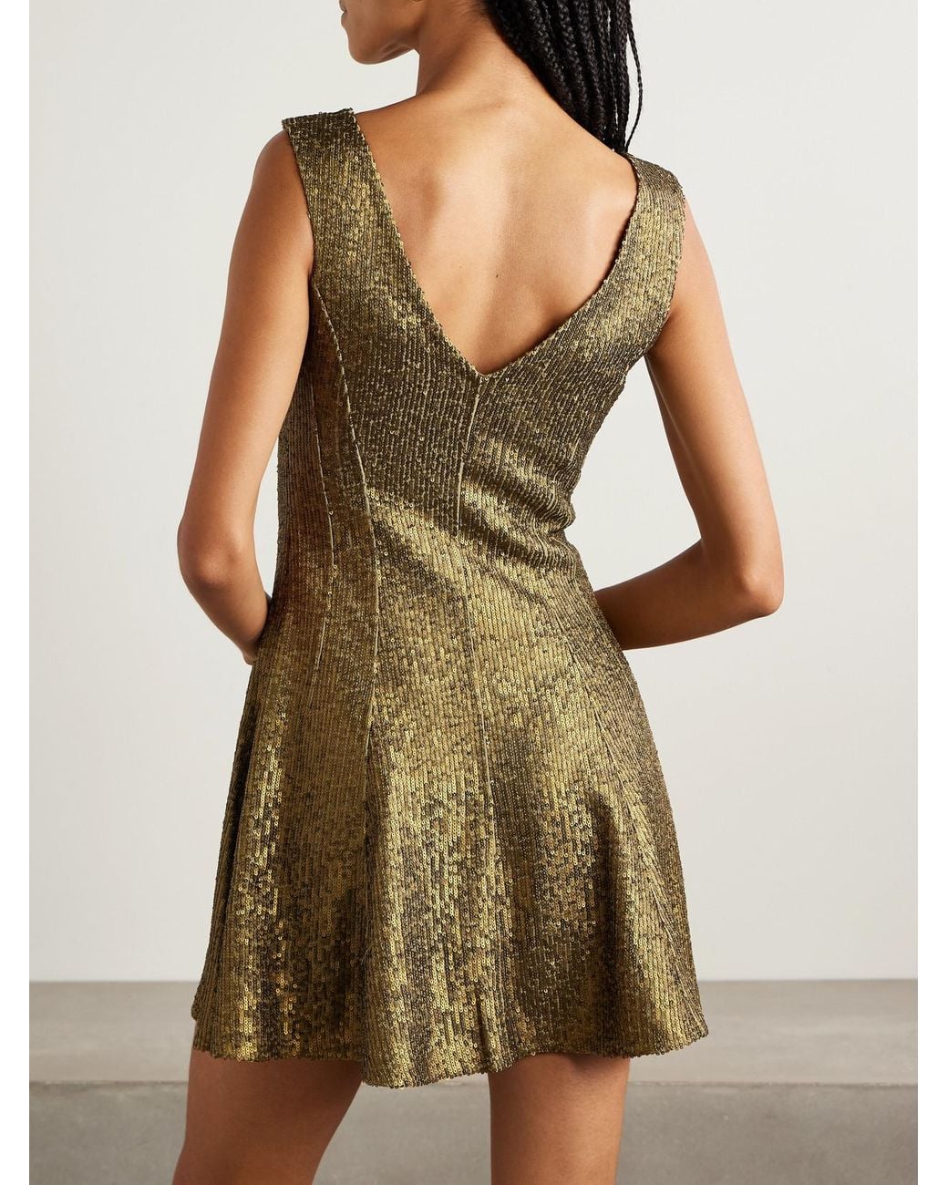 Norma Kamali Grace Sequined Stretch-Jersey Mini Dress in Green | Lyst
