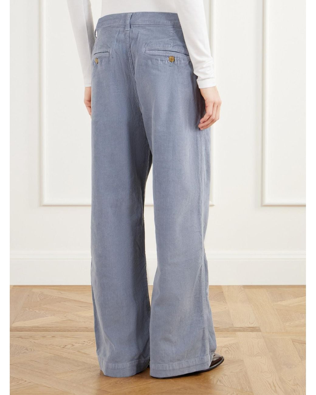 B Sides Blue Cotton-Blend Corduroy Wide-Leg Pants