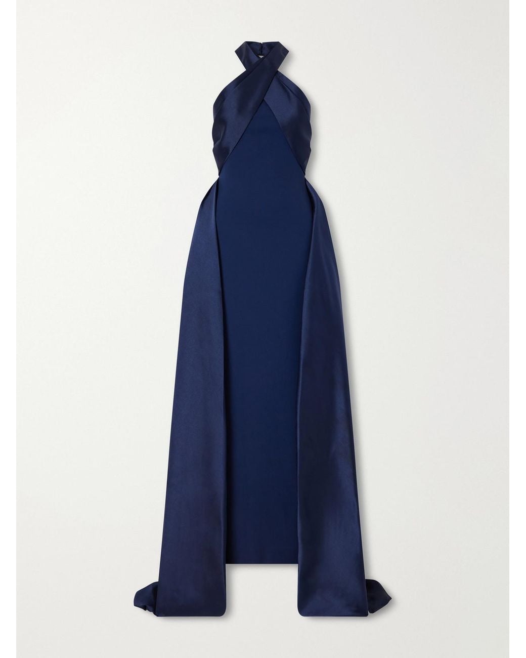 Solace London Blue Rumi Halterneck Crepe Gown