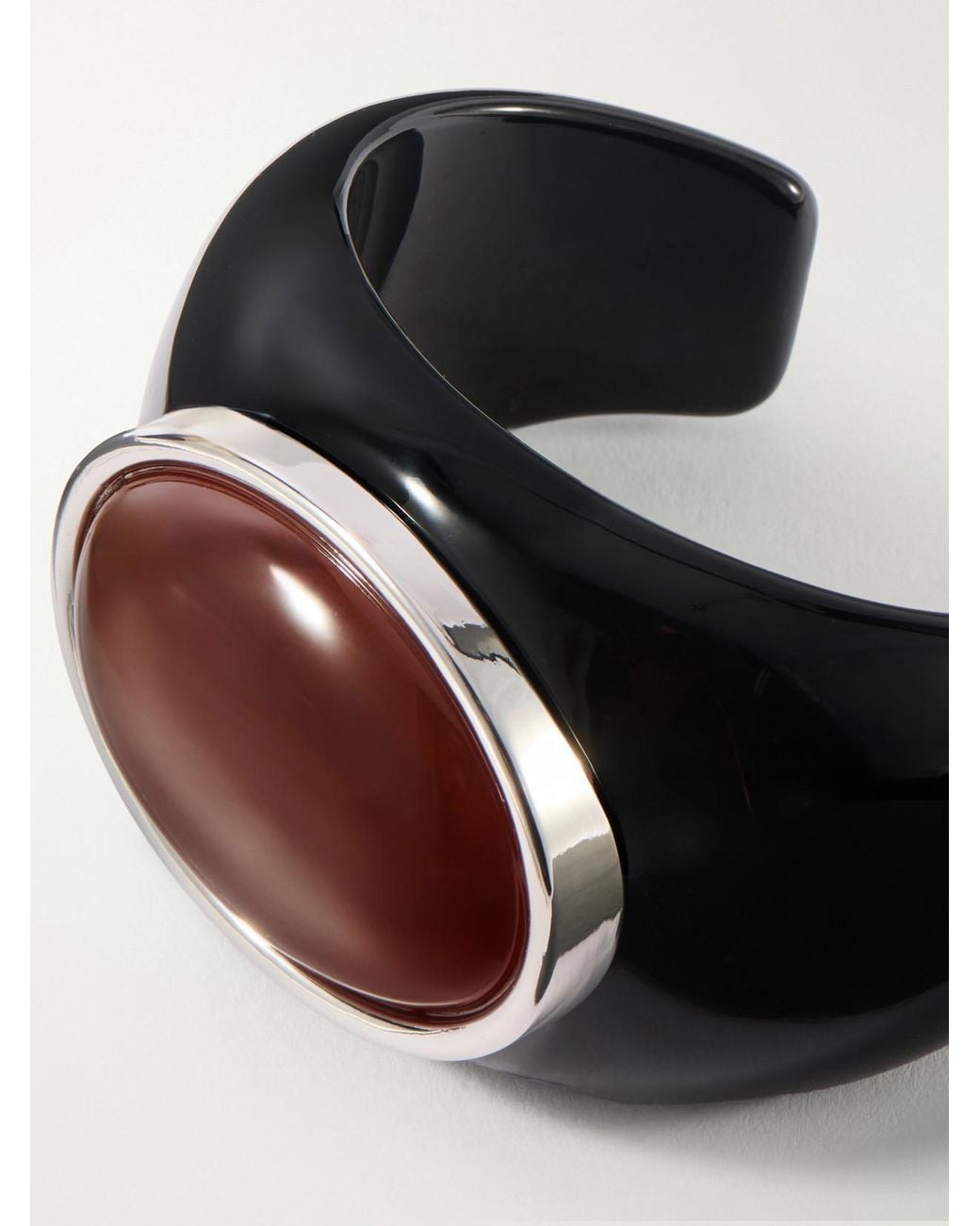 Julietta Black Lina Rhodium-Plated Resin Carnelian Bangle
