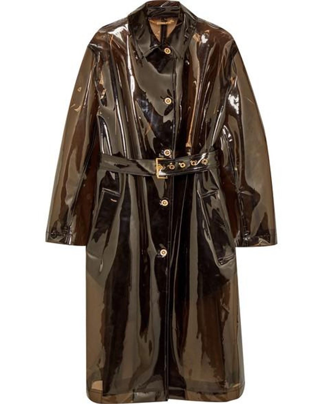 Versace Pvc Trench Coat in Black | Lyst