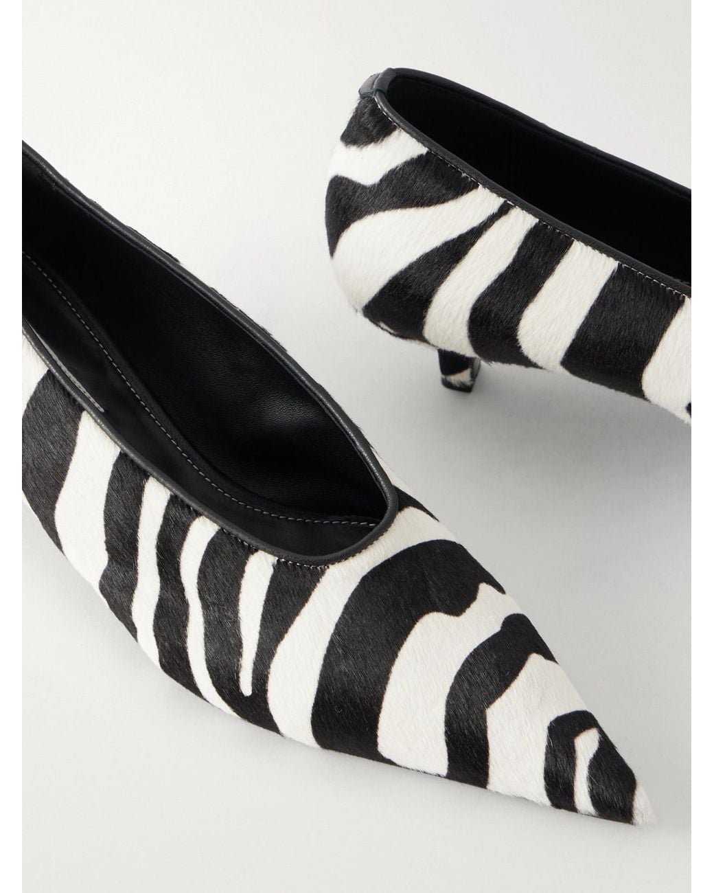 Totême White Sharp 35 Zebra-Print Calf Hair Pumps