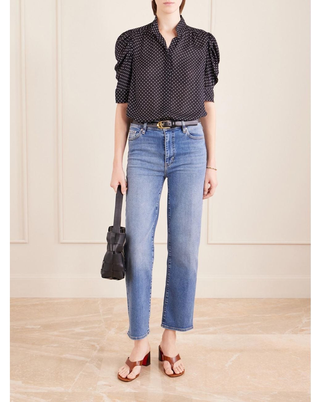 FRAME Blue Le Sleek Straight High-Rise Jeans