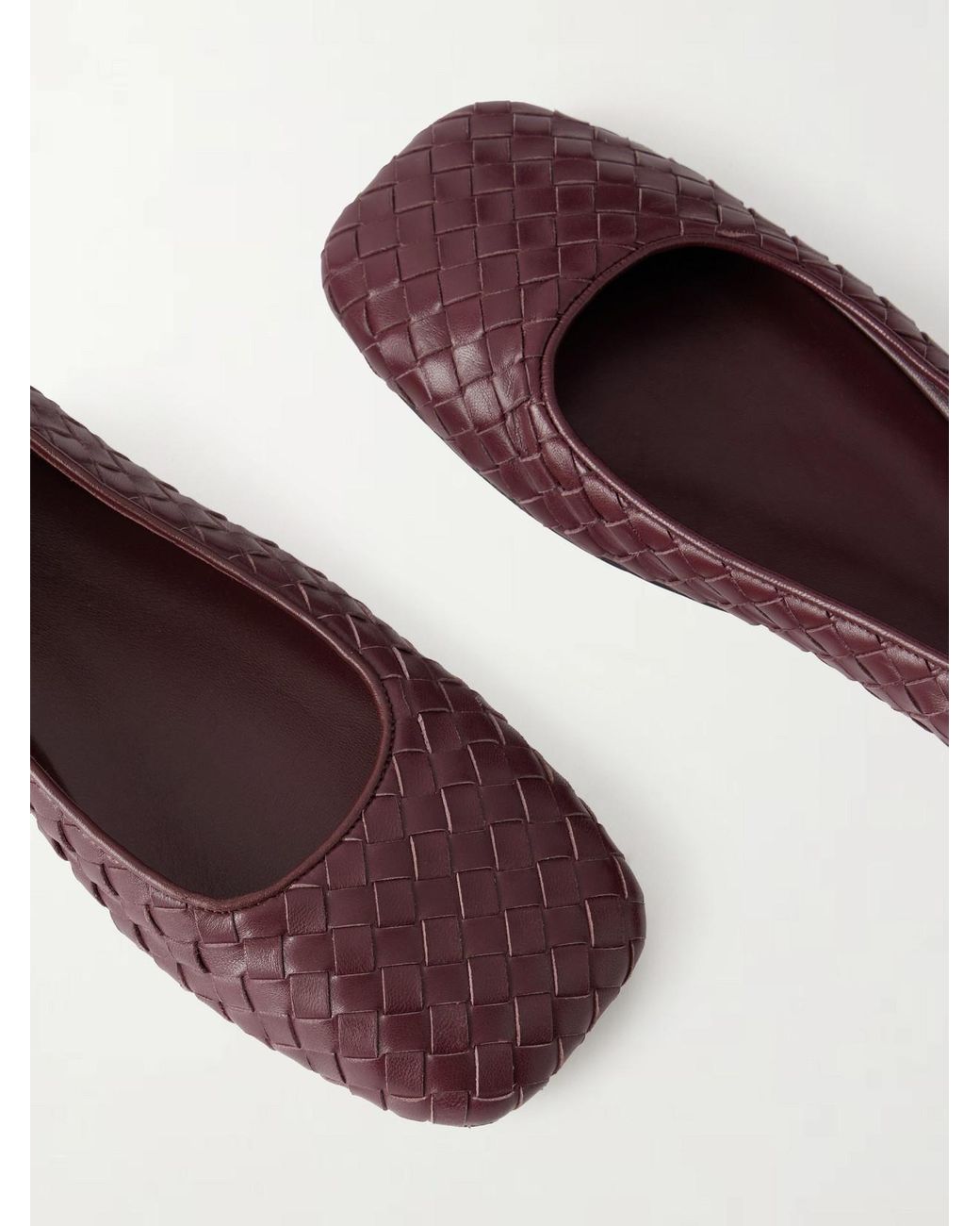 Bottega Veneta Brown Charlotte Intrecciato Leather Ballet Flats
