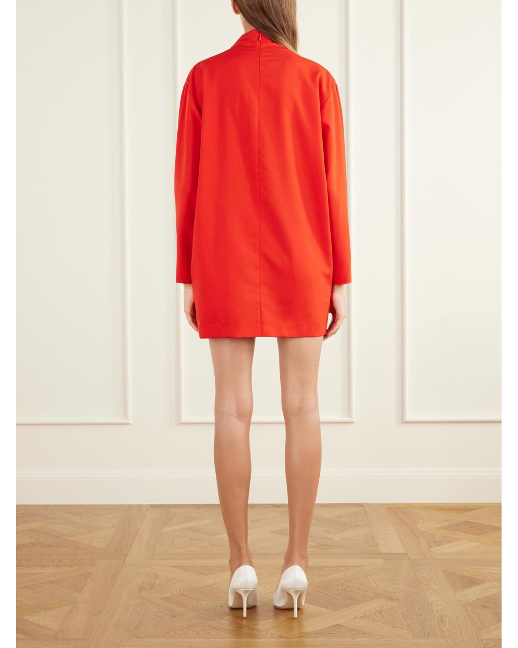 Willy Chavarria Red Mercedes Wool Mini Dress
