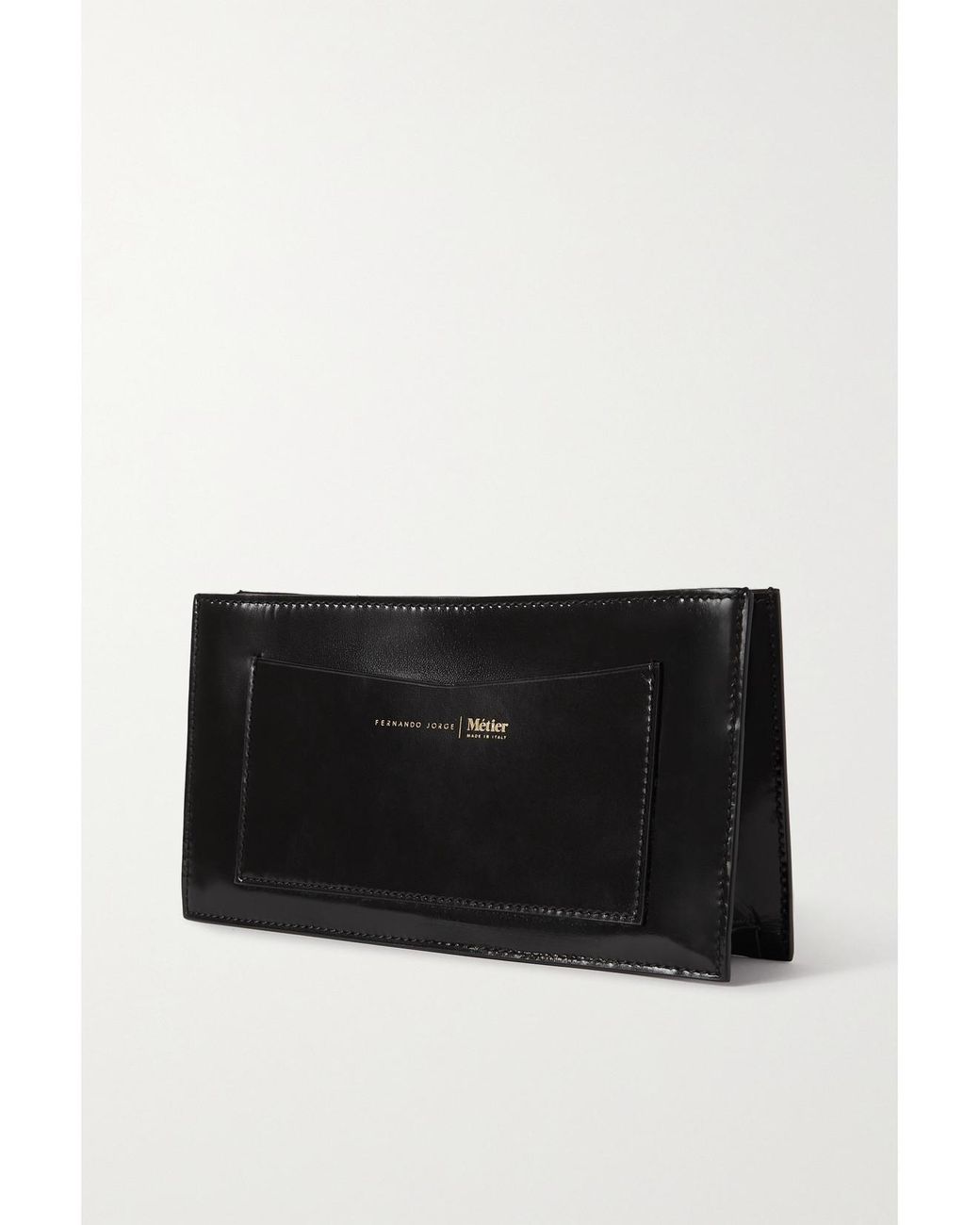 Metier Black Fernando Jorge Ease Embellished Glossed-Leather Clutch