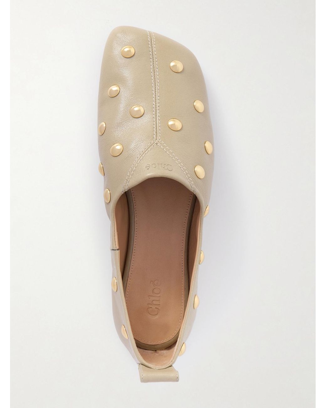 Chloé Natural Rita Embellished Leather Ballet Flats