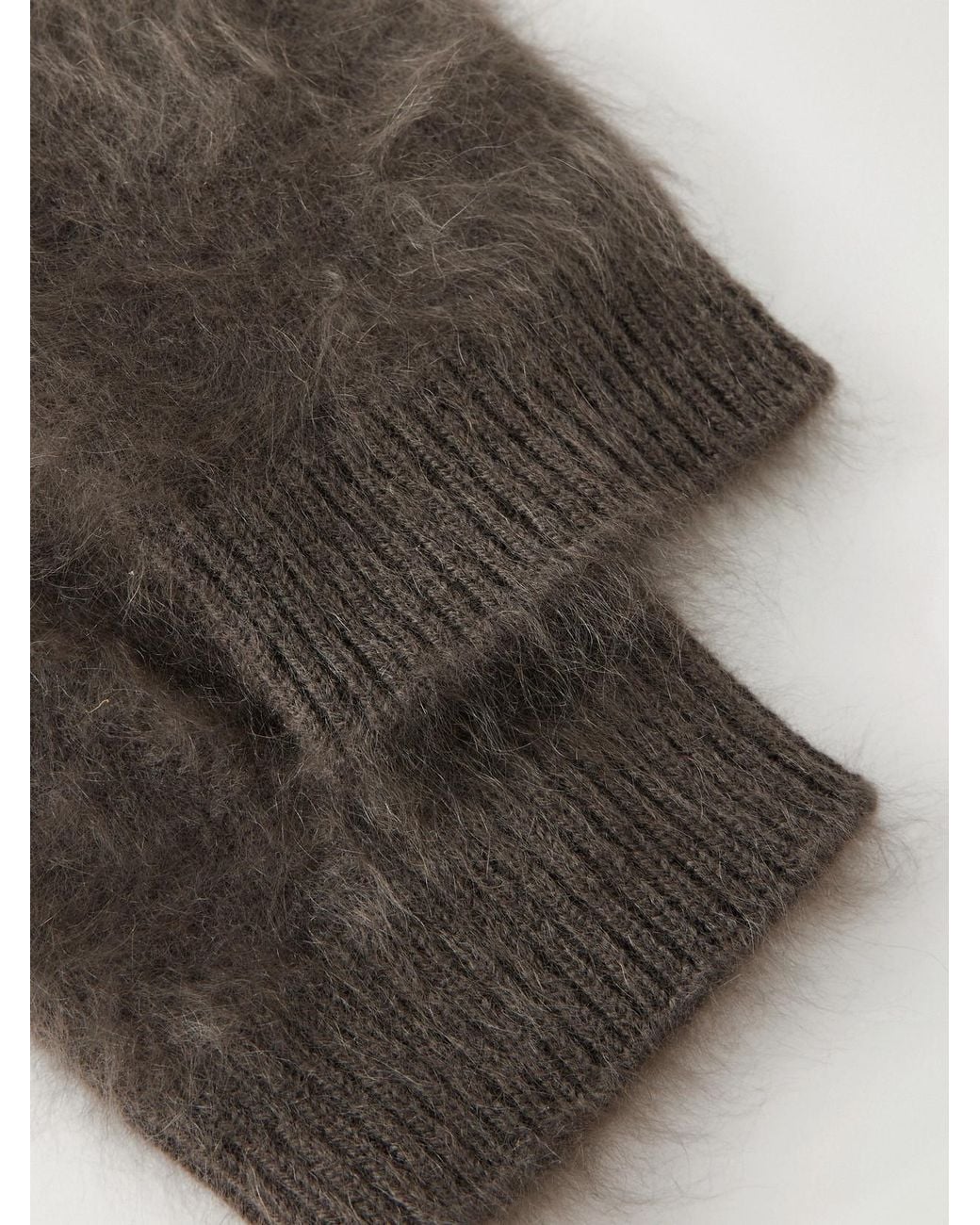 Lisa Yang Gray Brushed-Cashmere Mittens