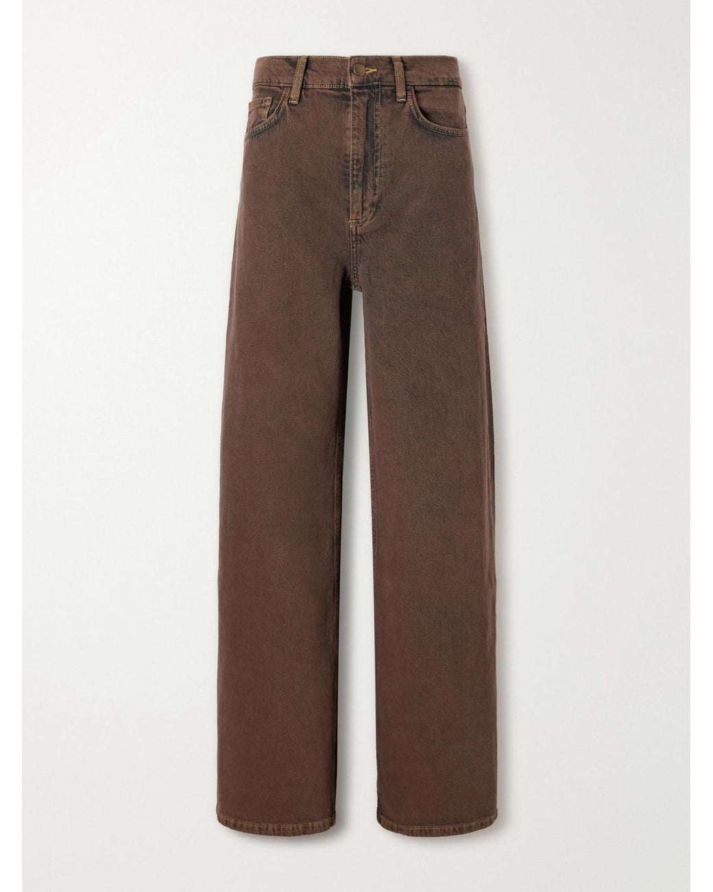 Sanderlak Brown Faded Mid-Rise Wide-Leg Jeans
