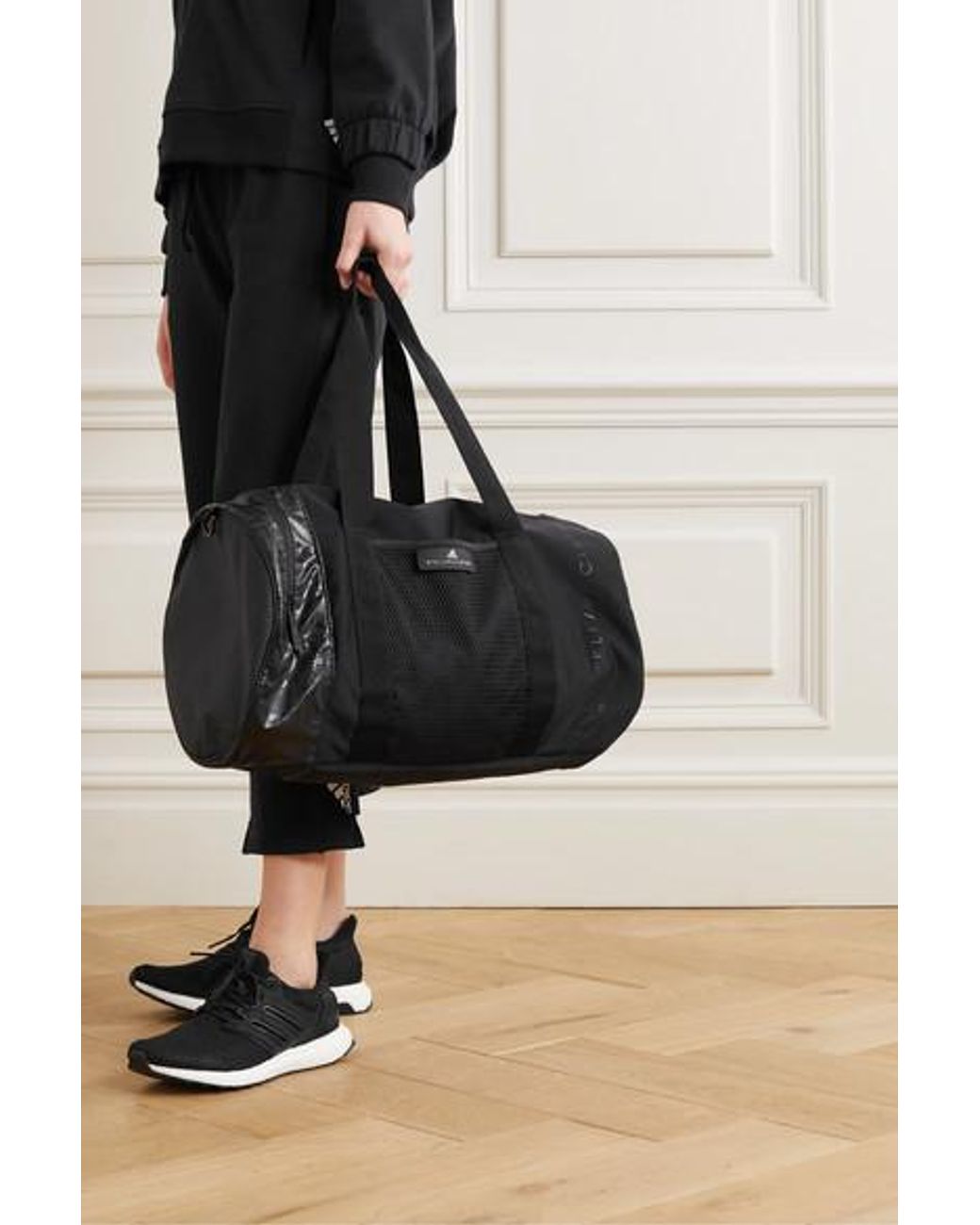adidas By Stella McCartney Shell And Mesh Duffel Bag in Black | Lyst