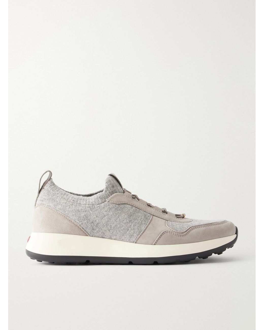 Tod's White Suede-Trimmed Sneakers