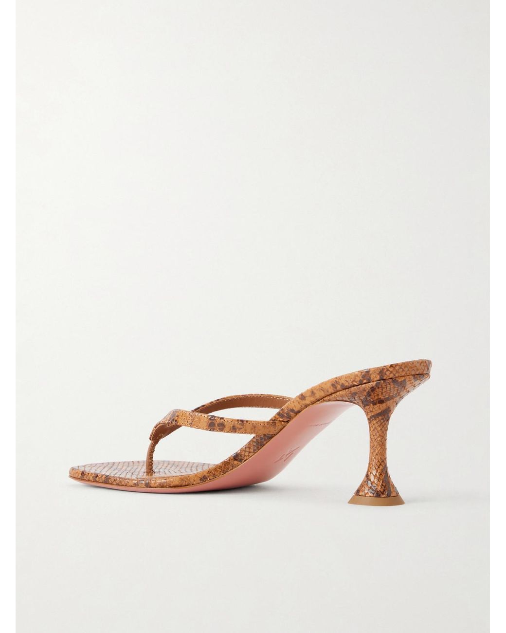AMINA MUADDI Natural Juliette 70 Snake-Effect Leather Thong Sandals