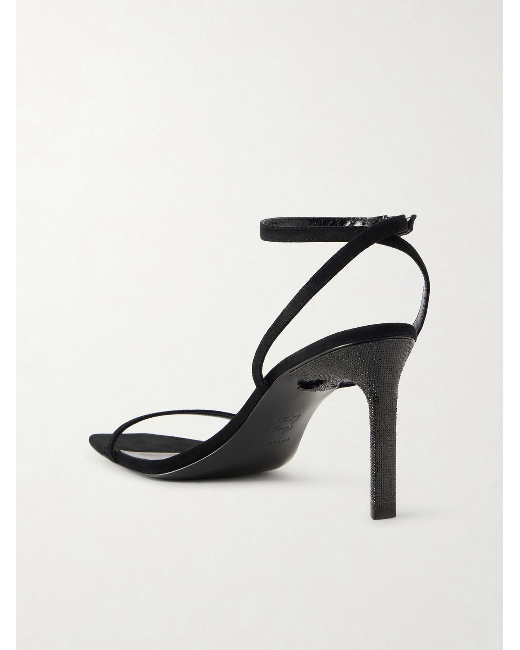 Tory Burch White Crystal-Embellished Suede Sandals