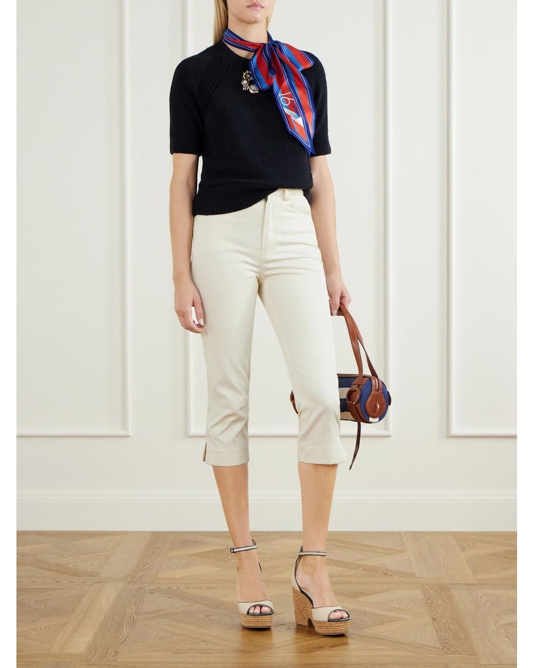 Zimmermann White Clash Embroidered High-Rise Slim-Fit Capri Jeans