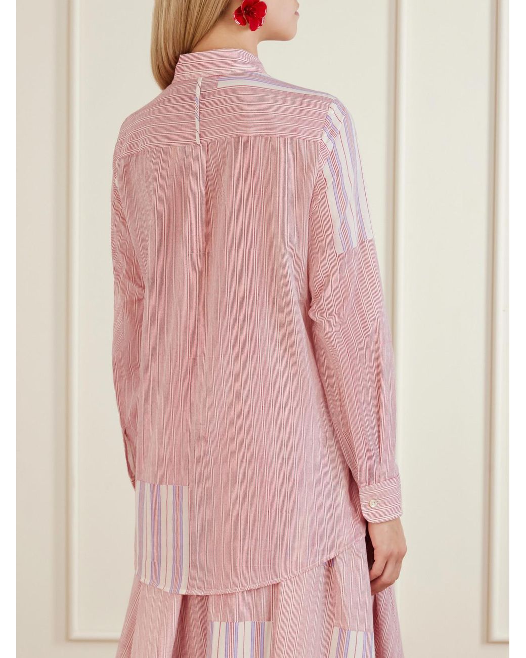 Thierry Colson Pink Baptiste Striped Cotton-Voile Shirt