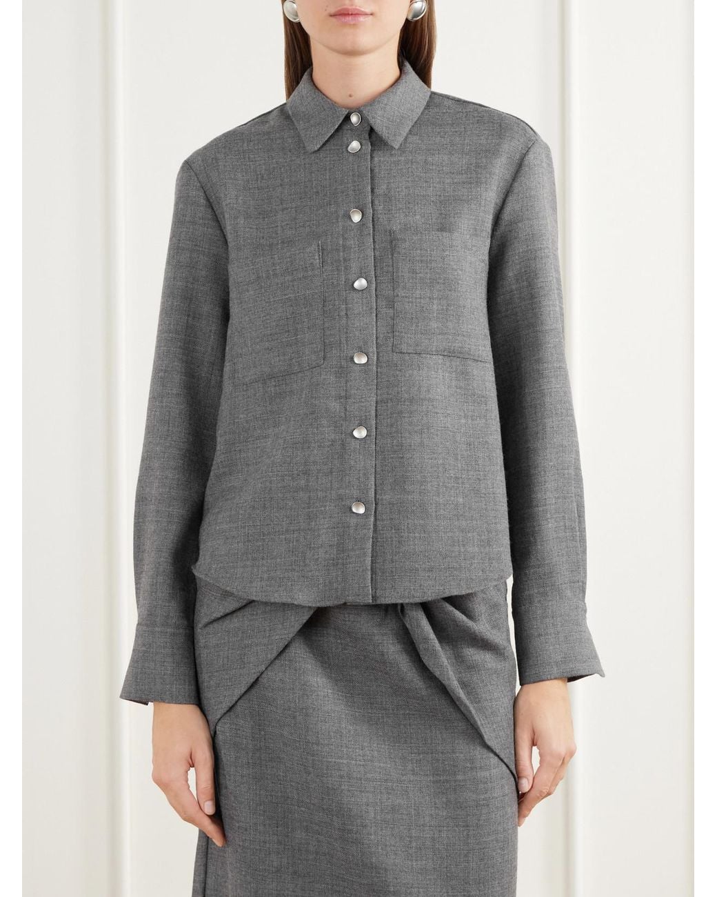 TOVE Gray Efa Wool-Fresco Shirt