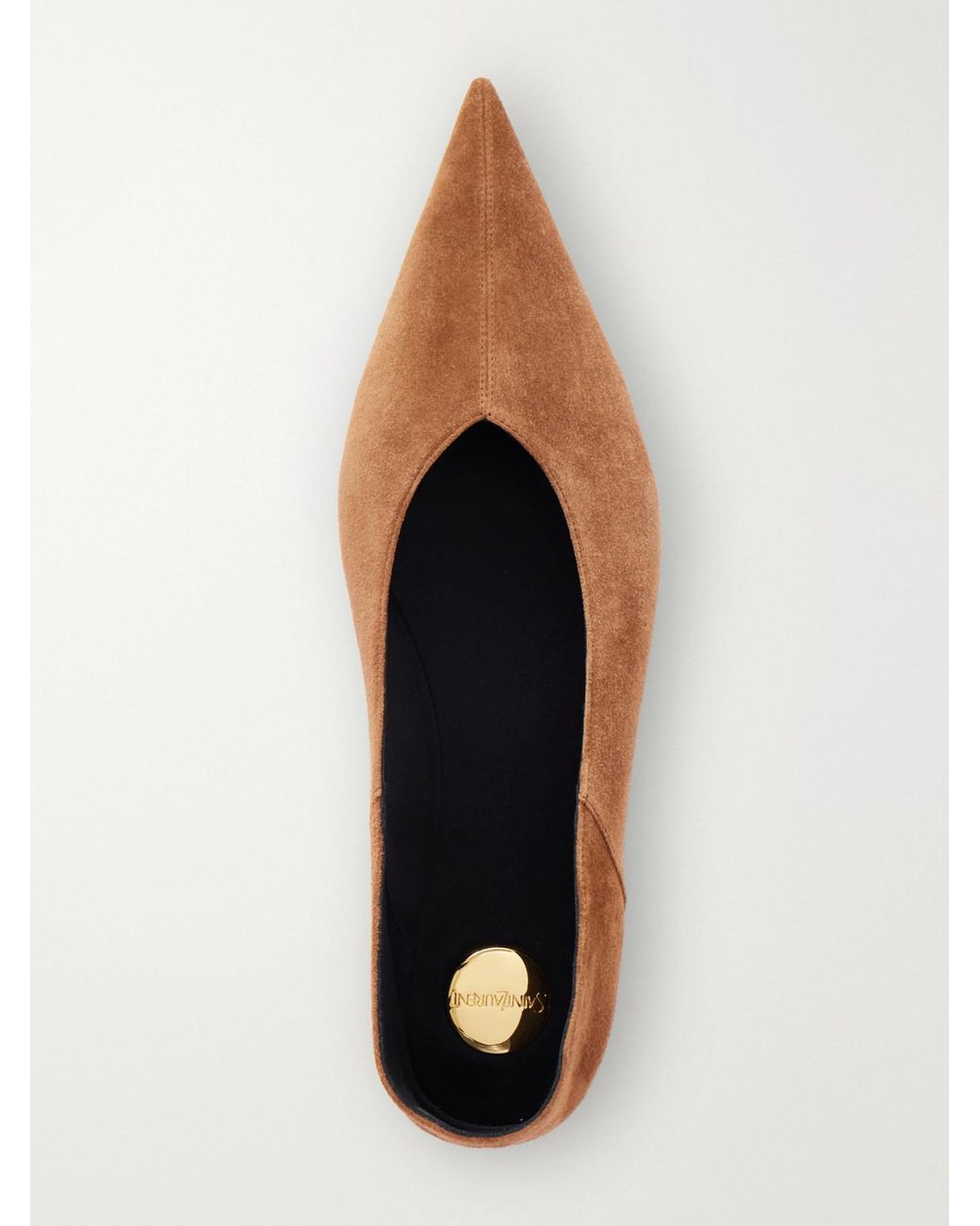 Saint Laurent White Woven Leather Ballet Flats