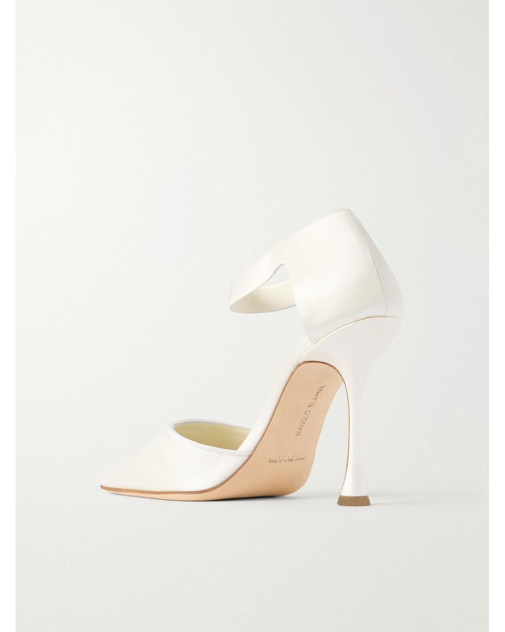 Manolo Blahnik Natural Zutonplan 105 Crystal-Embellished Satin Pumps