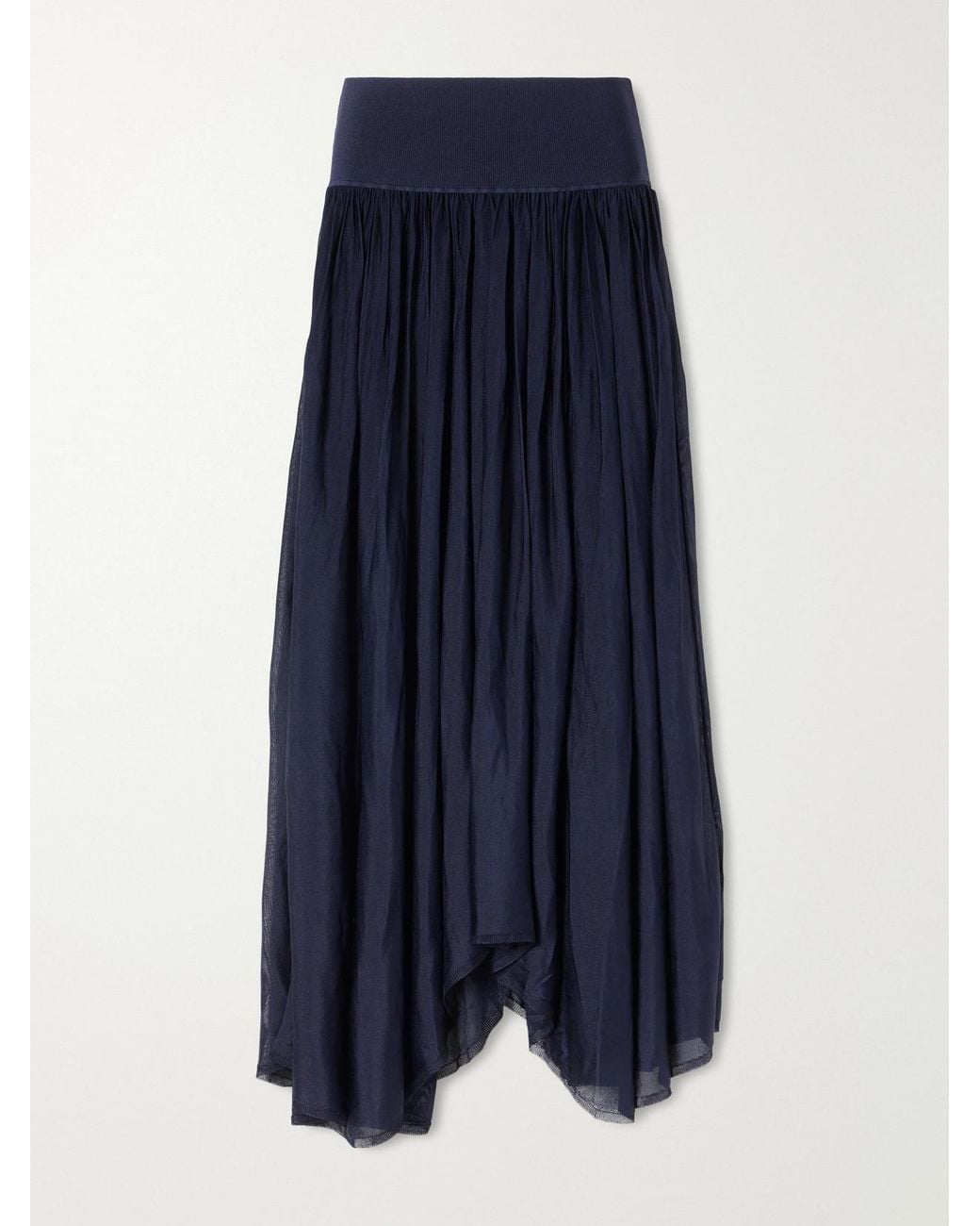 Maria McManus Blue Asymmetrical Plissé Midi Skirt