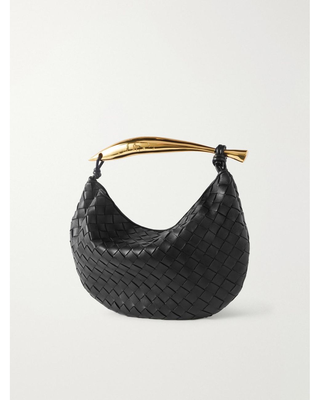 Bottega Veneta Black Sardine Small Intrecciato Leather Shoulder Bag With Chain